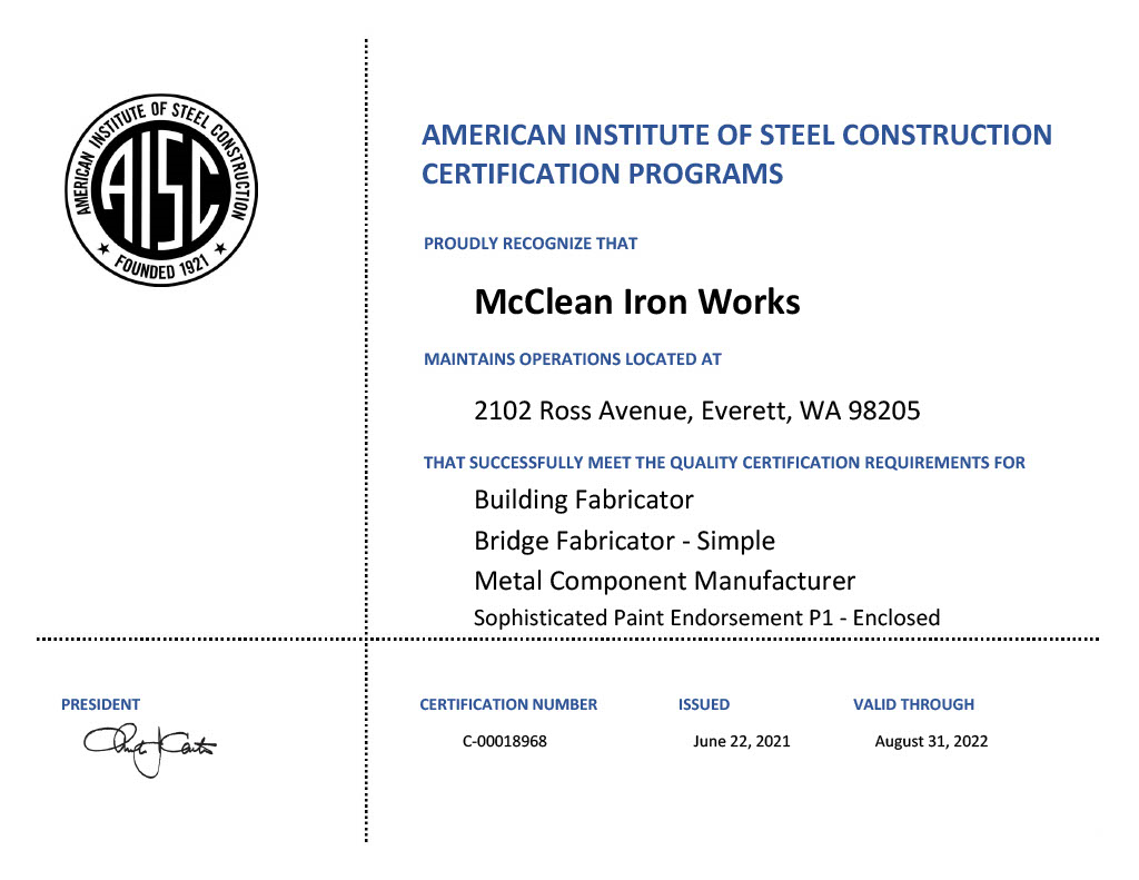 AISC Certificate